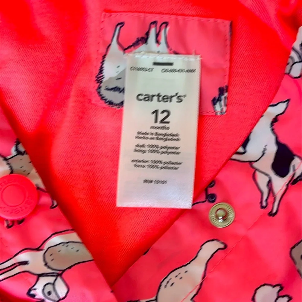 Carter's Pink Doggy 🐕 Patterned Rain Jacket 🧥☔️🌧